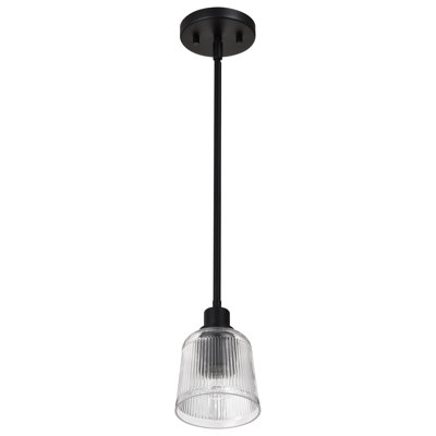  Alonsa - Luminaire suspendu - Finition noir mat - Verre côtelé transparent