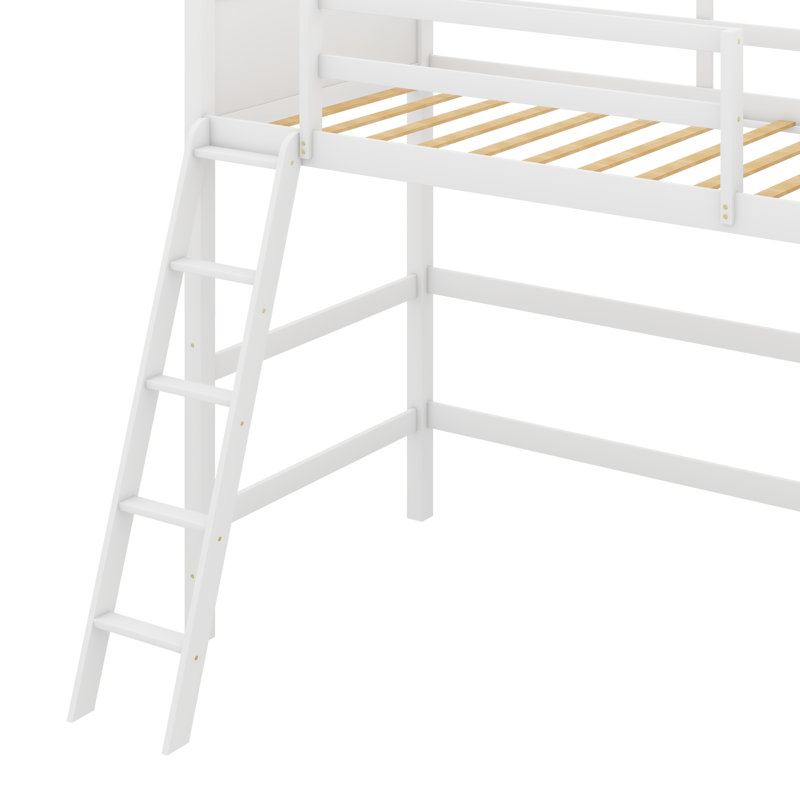 Lit mezzanine simple Jayen, pour enfants, Blanc