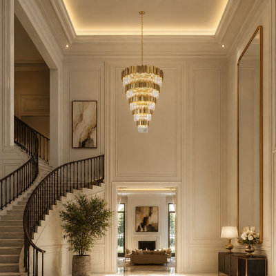 60 Light Tiered Chandelier With Crystal Accents