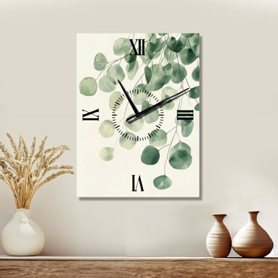 Horloge murale scandinave en métal Minimal Eucalyptus Veil II