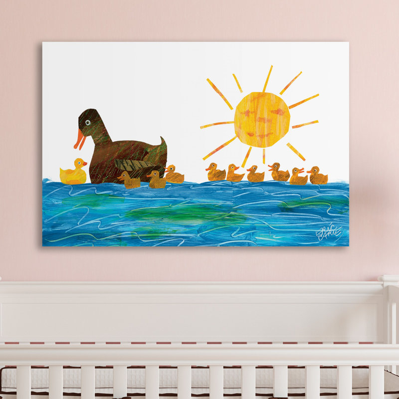 Mama Duck and Ducklings - Painting on Canvas, 76cm H x 114cm W