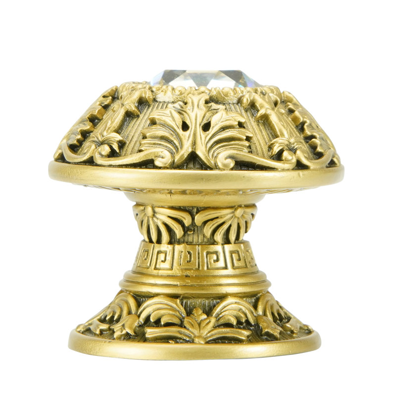 HYDE PARK KNOB; DECORATED WITH CLEAR SWAROVSKI CRYSTALS; ANTIQUE NICKEL FINISH, Gold