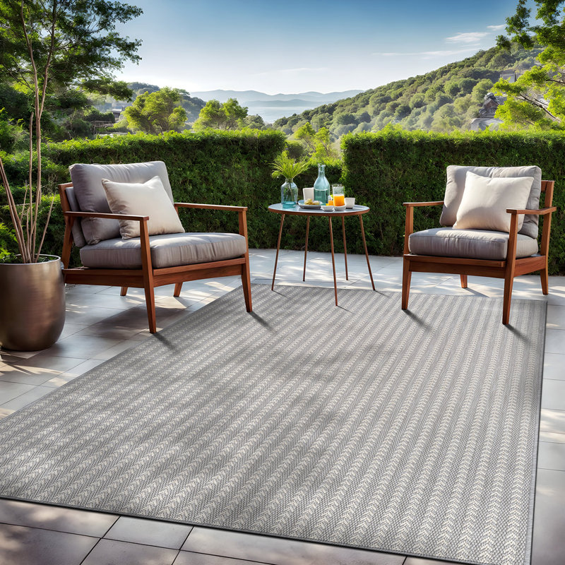 Tapis intérieur à chevrons, Gray, Rectangle 6' x 9'