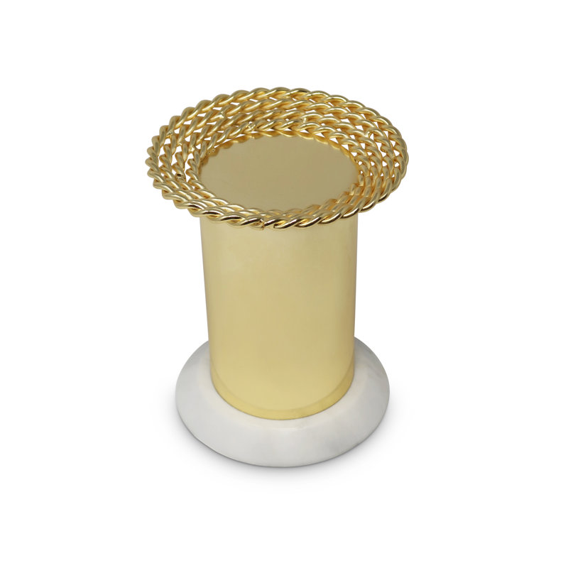 6" Gold and Marble Tabletop Candlestick Holder