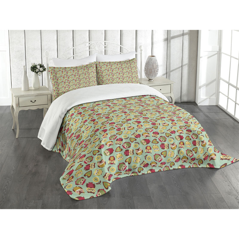 White King Size Quilted Bedspread Set for Kids Unisex