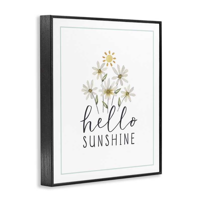 «Hello Sunshine with Daisies», estampe numérique par Blue Chair Blessing, Giclée encadrée noir minuit, H 14 po x l 11 po