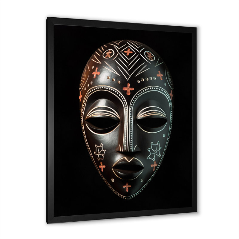 " Ethnical Traditional African Mask XXIII ", Black Single Picture Framed, 44" H x 34" W x 1.5" D