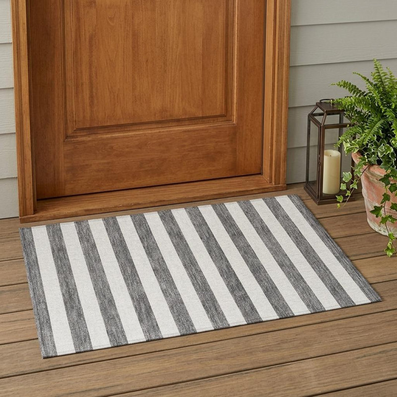 Tapis extérieur gris anthracite lavable antidérapant 2 pi x 3 pi