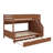 Space-Saving Bunk Bed With Trundle And Storage Stairs, Wooden Bunk Bed With LED Lights & Shelves-559762879