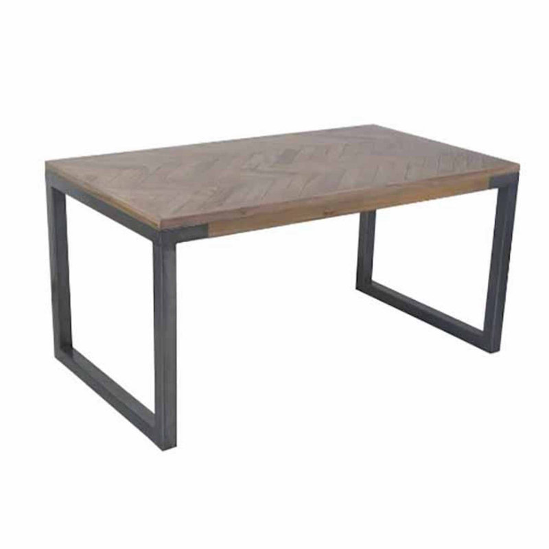Solid Wood Top Metal Base Dining Table, 75cm H x 140cm W x 80cm D