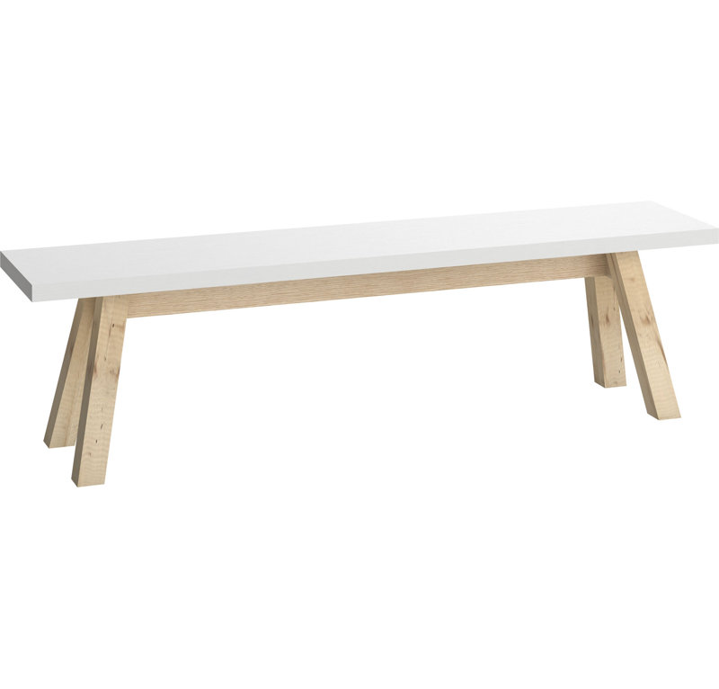 Reba Wood Bench, White/Oak
