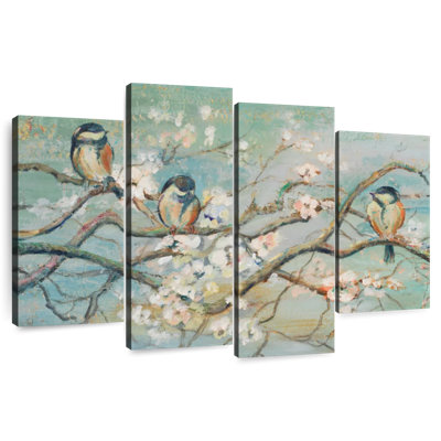 Branche de printemps Brampt avec oiseaux