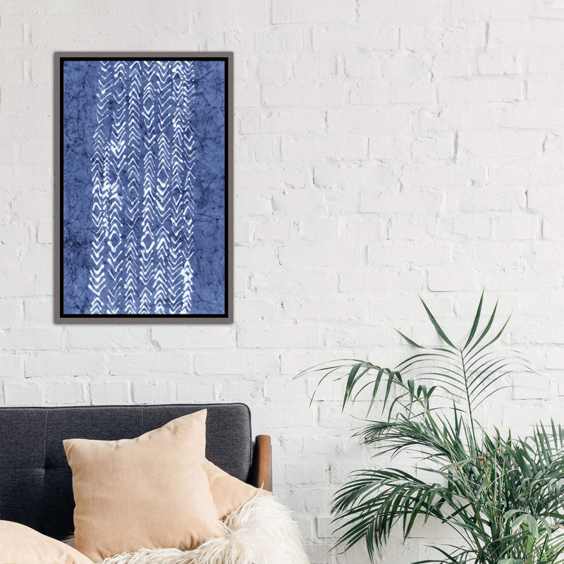 « primitive indigo patterns v » par renee stramel-impression sur image, H 60 po x l 40po x P 1,5 po