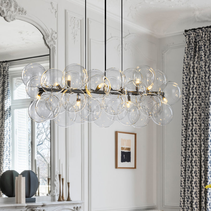 Lustre en verre à bulles 10 lumières Baltser, Matte Black