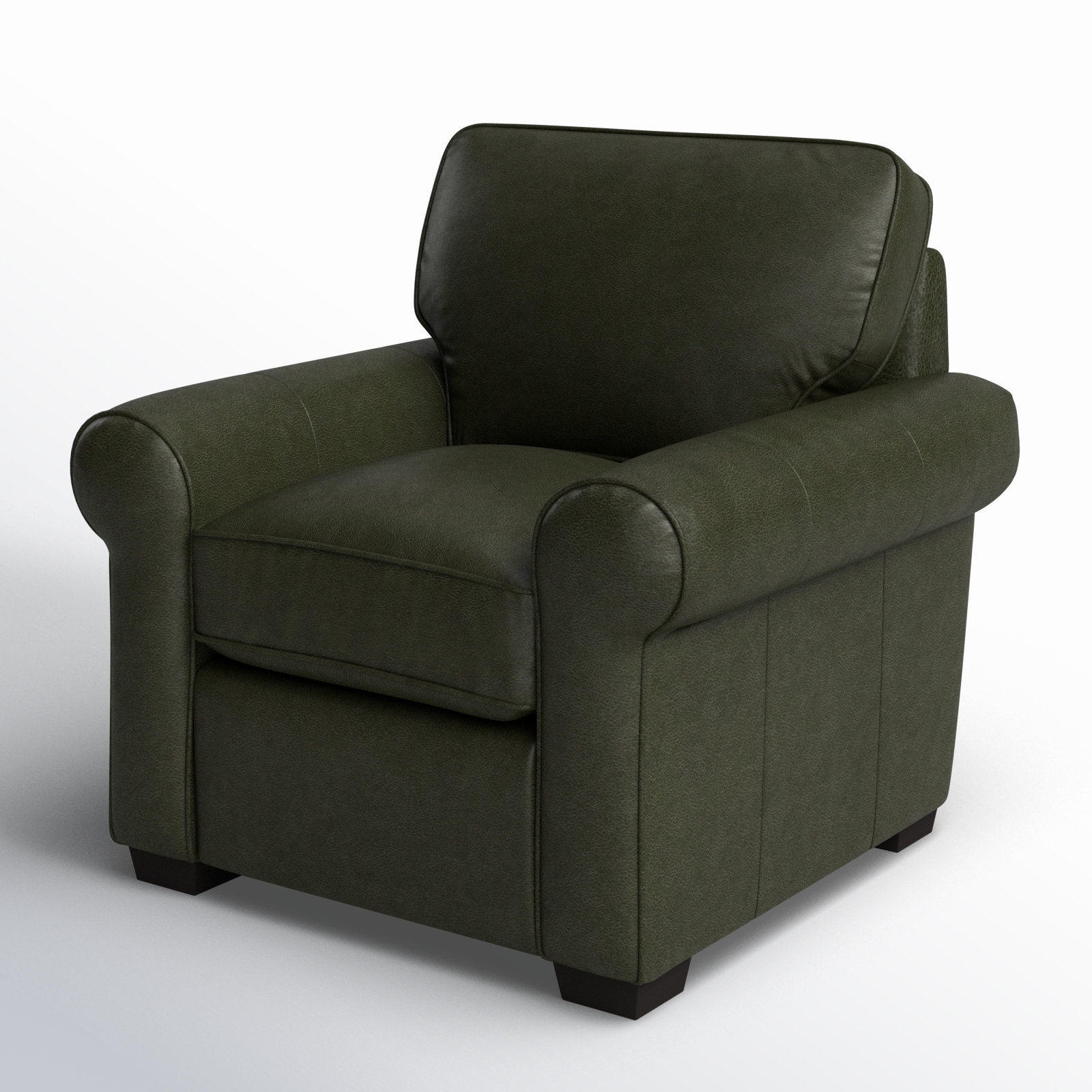 Porter Upholstered Armchair, Cordoba Army Green Top Grain Leather