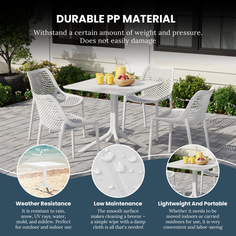 Ensemble repas carré pour 4 personnes, Blanc