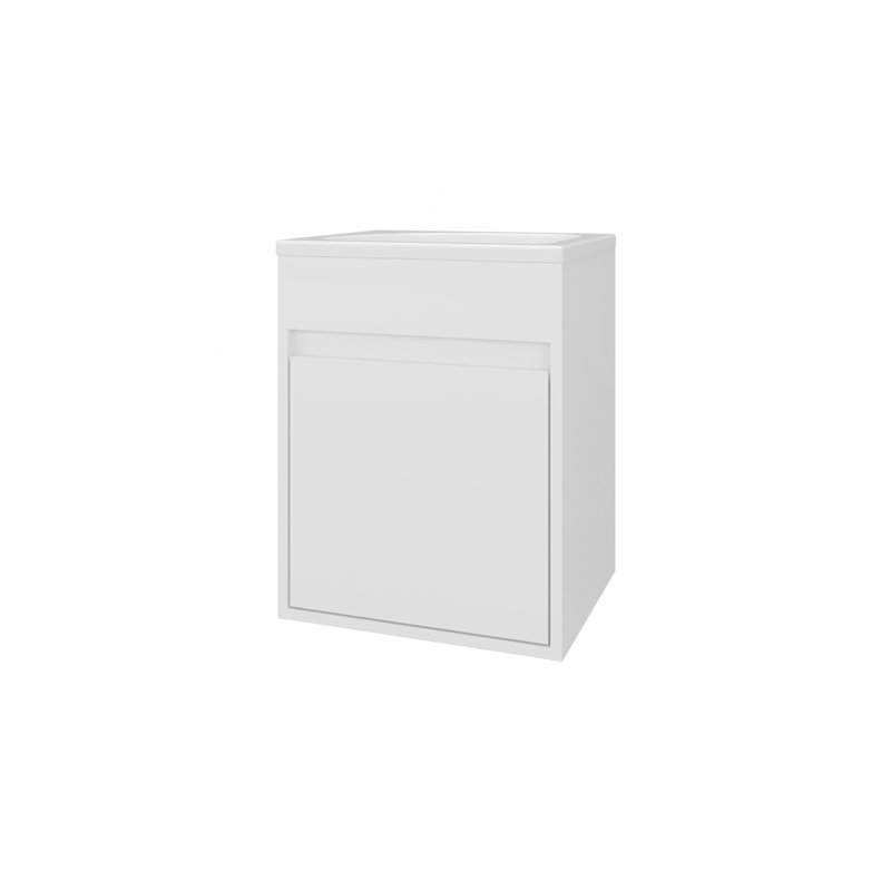 Meuble-lavabo flottant avec lavabo, 1 porte, FM FM MEUBLES Florence, Blanc