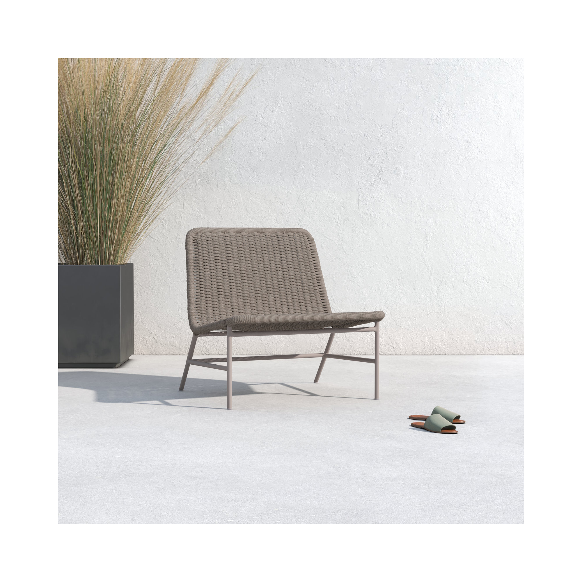 Brio Outdoor Armless Lounge Chair, Gray
