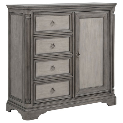Cresswell 4-Drawer Door Chest with Shelves, Hanging Hooks and Hidden Storage, Weathered Taupe