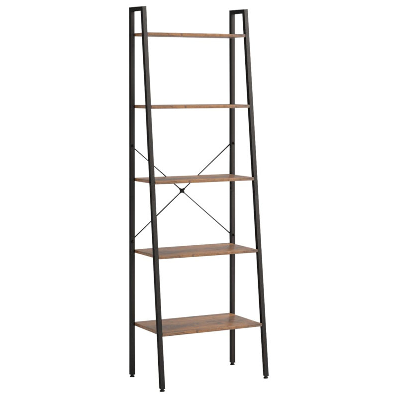 Fantasia Standing Shelf Storage Organiser Shelf Rack Ladder Shelf Bookshelf, 174cm H x 56cm W x 35cm D, Dark Brown