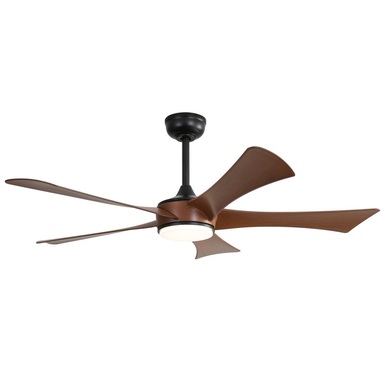 Ventilateur de plafond 52 pouces avec lumière DEL 22W et 5 pales ABS télécommandées pour la chambre à coucher