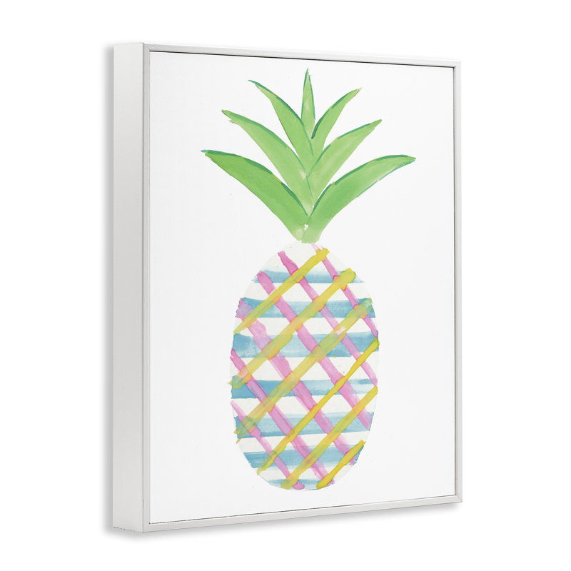 Giclée à carreaux, ananas, par Julie DeRice, Blanc, H 20 po x l 16 po