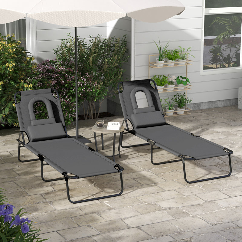 Anaisabella 187cm Long Reclining Double Sun Lounger, Dark Grey