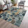 Machine Washable Indoor/Outdoor Xhevrie Teal Rug