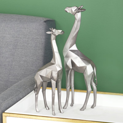 CosmoLiving by Cosmopolitan Gold Polystone Giraffe Sculpture Set of 2 12", 15"H