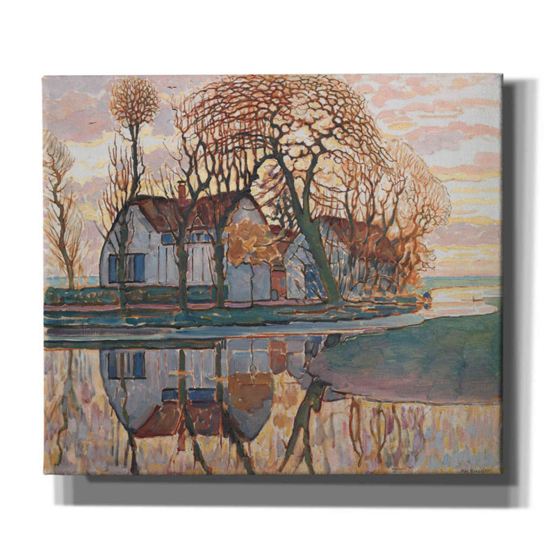 «Ferme près de Duivendrecht, 1916» par Piet Mondrian, estampe numérique sur toile, H 26 po x l 30 po x P 1,5 po