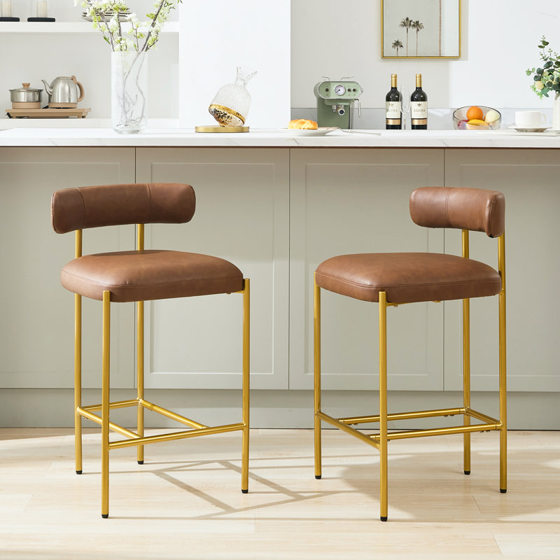 Ensemble de 2 tabourets de bar Maddox, Brun