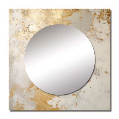 Genaya - Fizzs Beige And Gold Fantasy Abstract Large Square Mirror Wall Decor For Bedroom