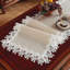 Chemin de table beige en mélange de lin avec bordure en dentelle brodée-1789678888