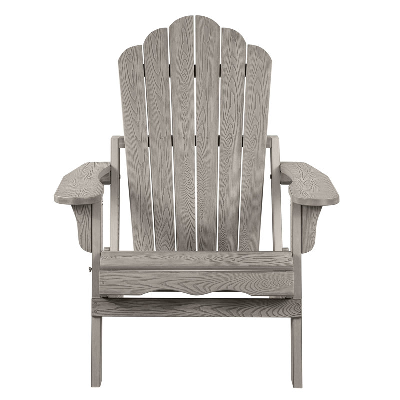 Henninger Plastic Folding Adirondack Chair, Weathered Gray Oak