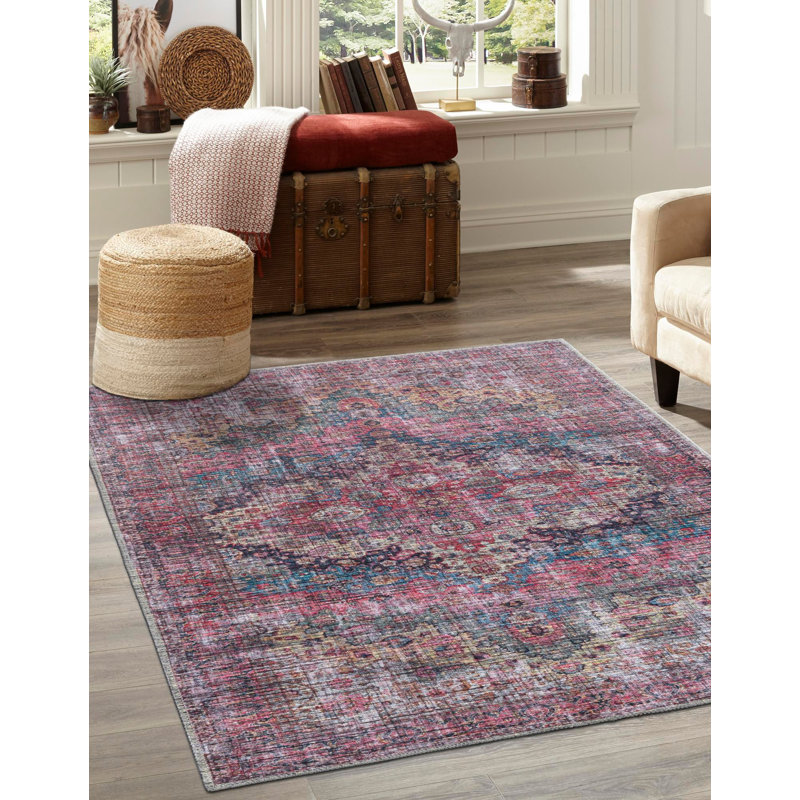 Gutshall Chenille Oriental Indoor Rug, Rectangle 5'11" x 9'