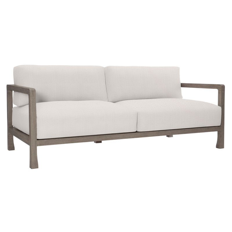 Tanah 80" Wide Outdoor Teak Patio Sofa with Cushions, White Sunbrella 6063-000