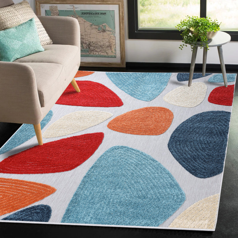 Mendosa Tulip Modern Geometric Indoor Outdoor Area Rug, Rectangle 10' x 14'