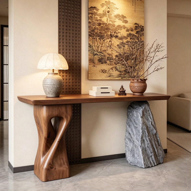 Console artistique de style chinois, 31.5" H x 78.7" W x 11.8" D