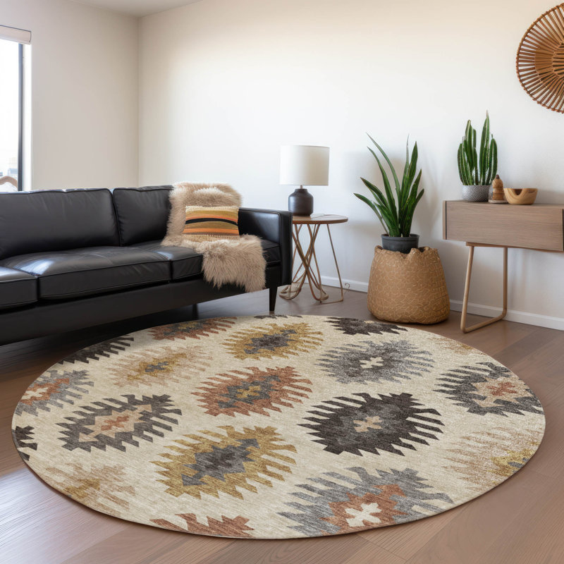 Chayden rug with non-slip backing, Rond 8 pi