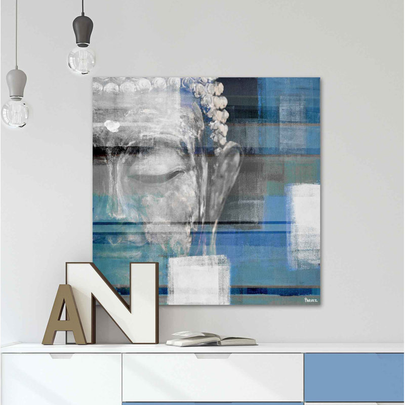 « blue buddha »-reproduction d’art sur toile tendue, H 40 po x l 40 po x P 1,5 po