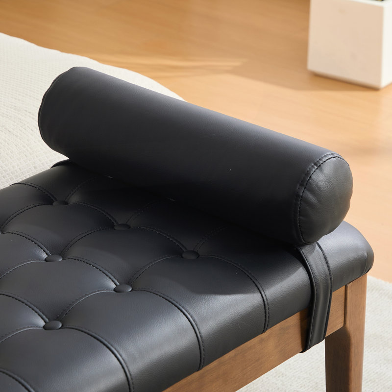 Banc de bout rembourré avec appui-tête, banc de fenêtre capitonné, Noir, Noir