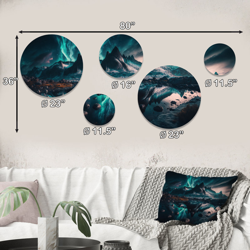 Aurora Borealis Magical Northern Lights I - Landscape Mountains Metal Wall Décor