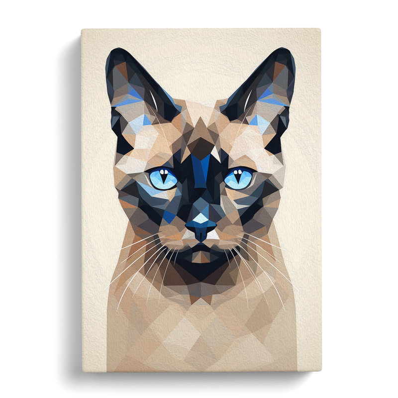 Siamese Cat Geometric No.2 - No Frame Print, 76cm H x 50cm W x 3cm D