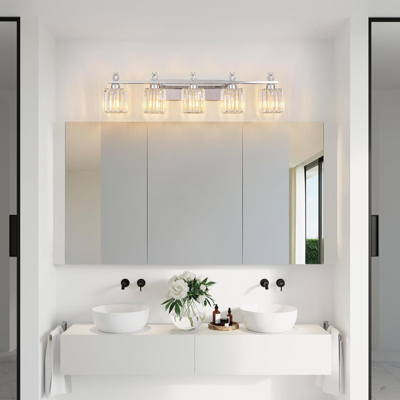 Luminaire de meuble-lavabo moderne en cristal avec abat-jour en cristal K9 pour éclairage de miroir de salle de bain
