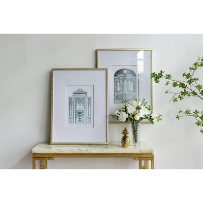 Set Of 2 Fake Pencil Architectual Wall Art, Wall Decor Accent, 24" X 32"