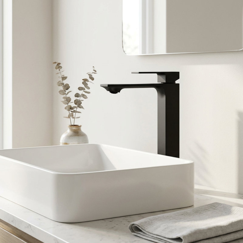 Dunn 11" H Single Handle Vessel Sink Bathroom Faucet, Matte Black
