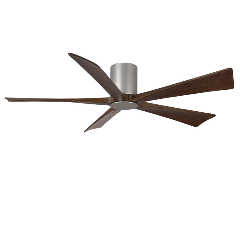 Irene Flushmount Light Kit 5 Blade LED Ceiling Fan, Brushed Nickel, Walnut Tone, 60"