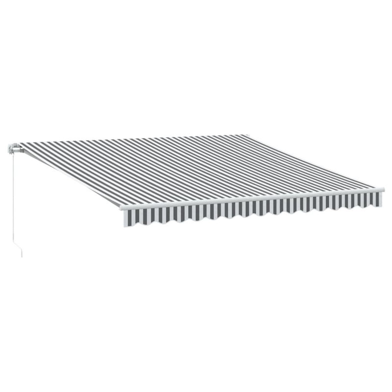 Longshore Tides Polyester Cover Retractable Patio Awning, White/Anthracite, Striped, 400 x 300cm