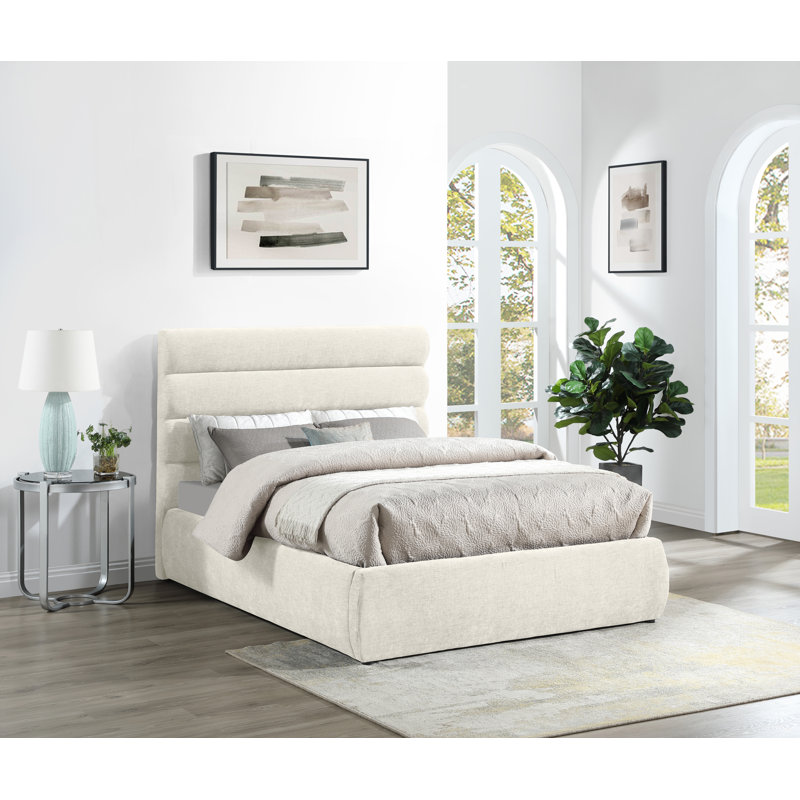 Lit en tissu Adam Chenille, Full, Cream