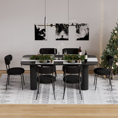 Ensemble de salle à manger rectangulaire à double piédestal avec table de salle à manger de style crème